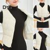 Women Fall Winter Vest Coat Soft Thick Padded Sleeveless Single Breasted Solid Color V Neck Cardigan Slim Fit Warm Pockets Lady Waistcoat