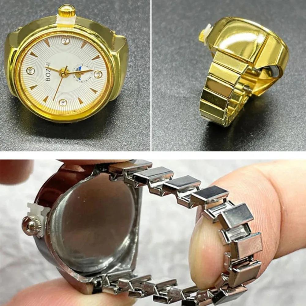 Quartz Digital Finger Watch Ring for Women Men Couple Mini Watches Rings Elastic Finger Band Punk Rings Jewelry Clock Teens Gift