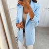 Yousheng Women Suit Coat Lapel Long Sleeve Solid Color Suit Jacket with Pockets Buttons Placket Loose Fit Business Formal Outerwear