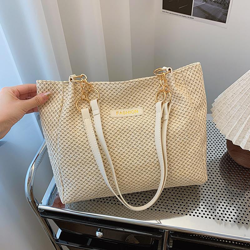 Модная сумка-тоут большой вместимости на одно плечо для женщин, весна 2024, новая повседневная сумка для поездок на работу в Корейском стиле, простая повседневная сумка-тоут