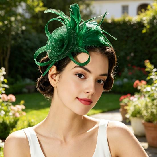 Ретро-ободок-fascinator из сетки и перьев с цветочными акцентами для женщин - Идеально подходит для чаепитий, коктейльных вечеринок или свадеб