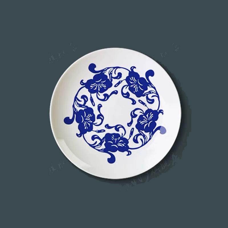 Chinese Traditional Blue and White China Painting Decorative Wall Hanging Plate Home Room Hotel Crafts Art Background Decoration