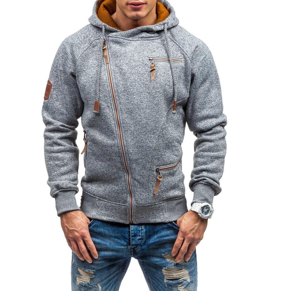 Men Hooded Sweater Fashion Clothing Side Zipper Casual Tops Male Sweatshirt