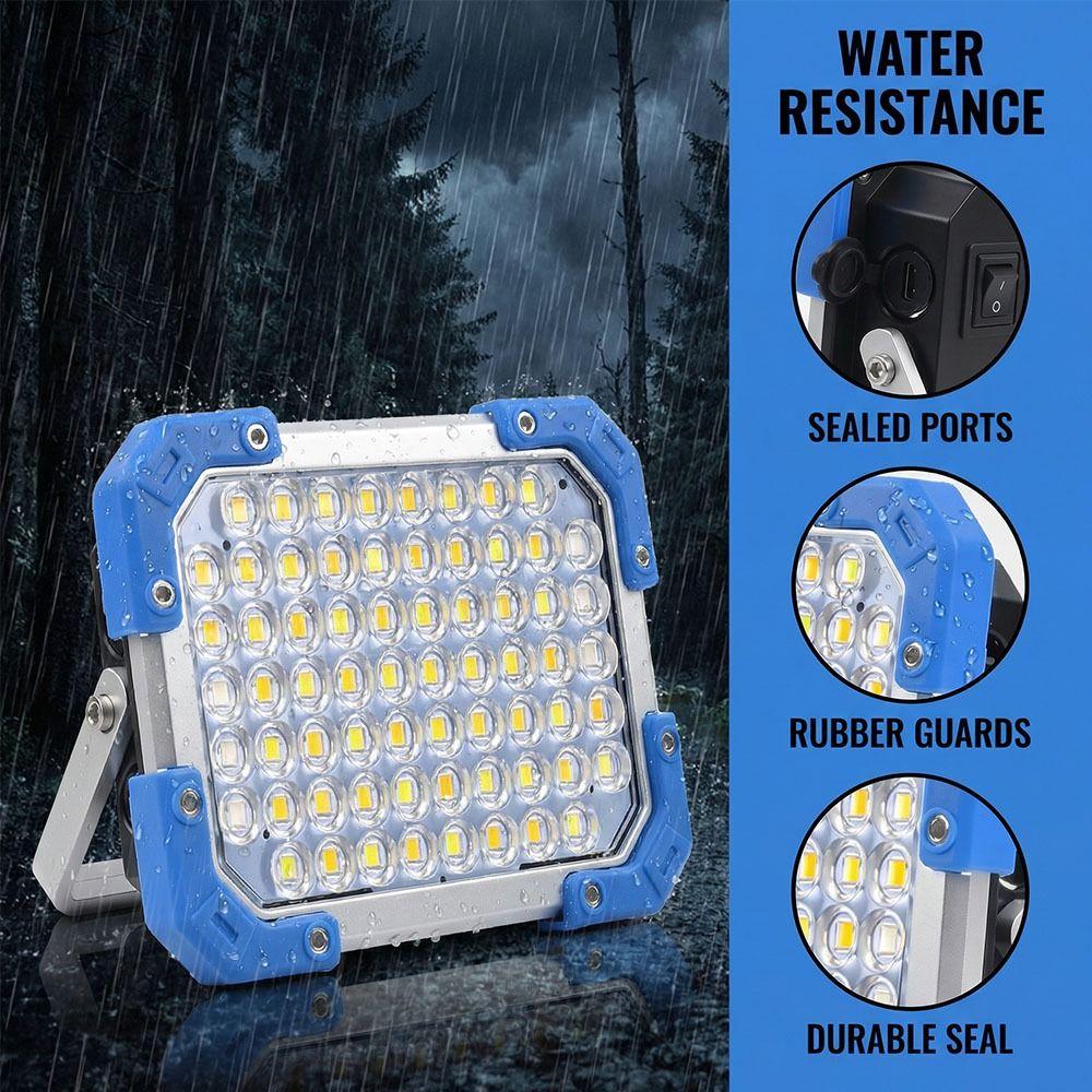 USB-Rechargeable Portable Camping Light Waterproof Built-in 18650 Battery Emergency Lighting Digital Display Magnetic