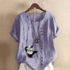 Women's Fashion Cool man Print Short Sleeve T-shirt Loose Cotton Shirt Casual Loose Summer Blouse Tops Plus Size