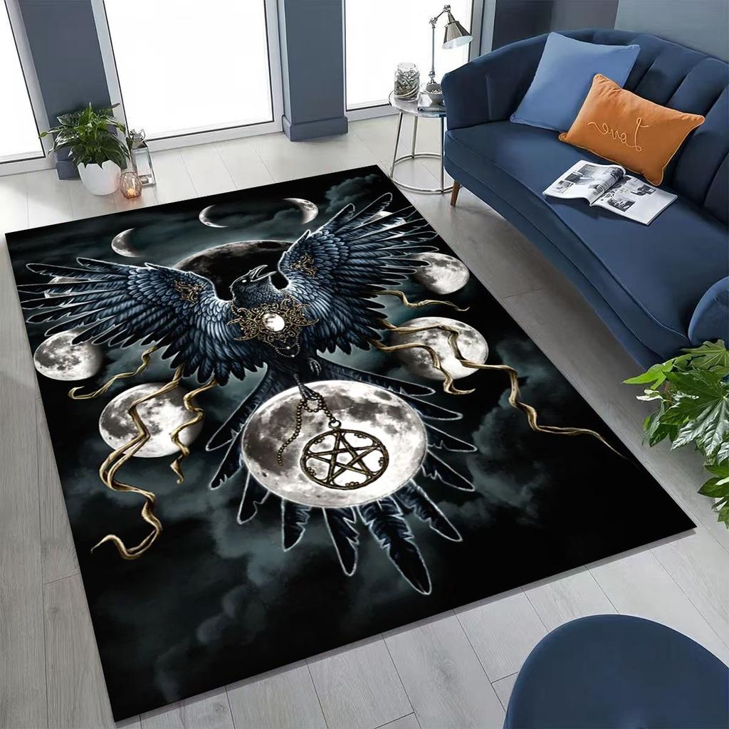 Viking Oding Raven Crow Huginn Muninn Norse Mythology Rug for Bedroom Living Room Sofa Home Doormat Decor,Kid Non-slip Floor Mat