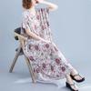 Dimanaf 2024 Plus Size Dress Women Summer V-Neck Sundress Bohemian Floral Print Loose Big Oversize Maxi Dress 7015