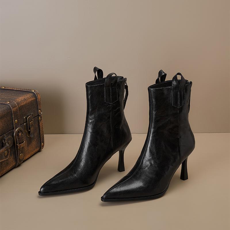 Дизайн Остроносые Женские Ботильоны Осень Зима Тонкие Каблуки Обувь Модные Короткие Ботильоны Zapatos De Mujer