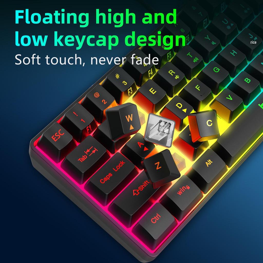 61-клавишная RGB проводная игровая клавиатура с механическим ощущением