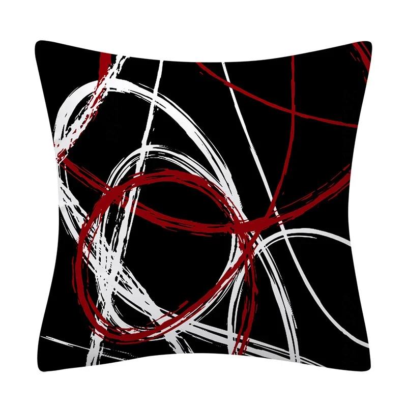Red Black Pillow Cover Polyester Printed Abstract Cushion Case Sofa Home Decor xcm Bedroom Living Room Throw Pillowcase Gift