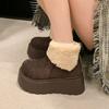 Ботильоны на платформе, женские зимние ботинки на плоской подошве из меха и хлопка, замшевые зимние плюшевые теплые ботинки 2025 года, женские туфли на высоком каблуке, Botas Mujer