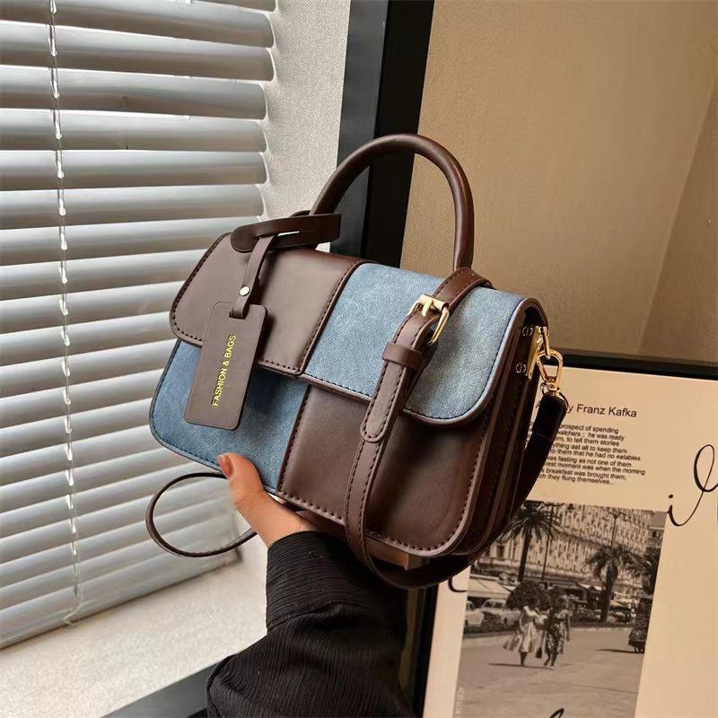 Niche Design Sense Splicing Oblique Span Bag Bag Популярная High-End Sense Маленькая квадратная сумка