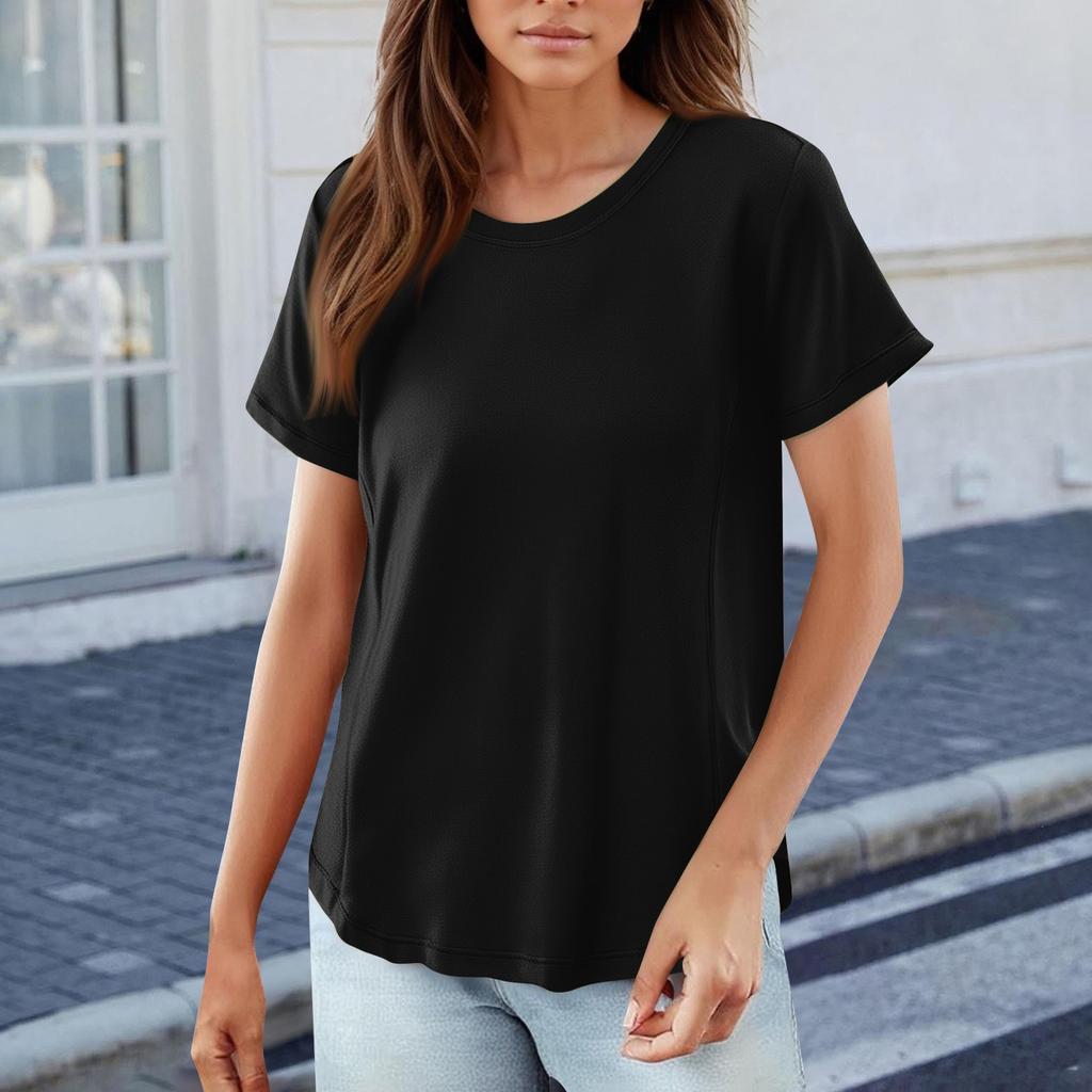 Футболки с короткими рукавами для женщин, модные топы, легкие и мягкие повседневные летние наряды, одежда