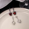 Gothic Dark Red Heart Star Earrings Red Zircon Love Cross Star Dangle Earring Gothic Irregular Heart Pendant Earrings Party