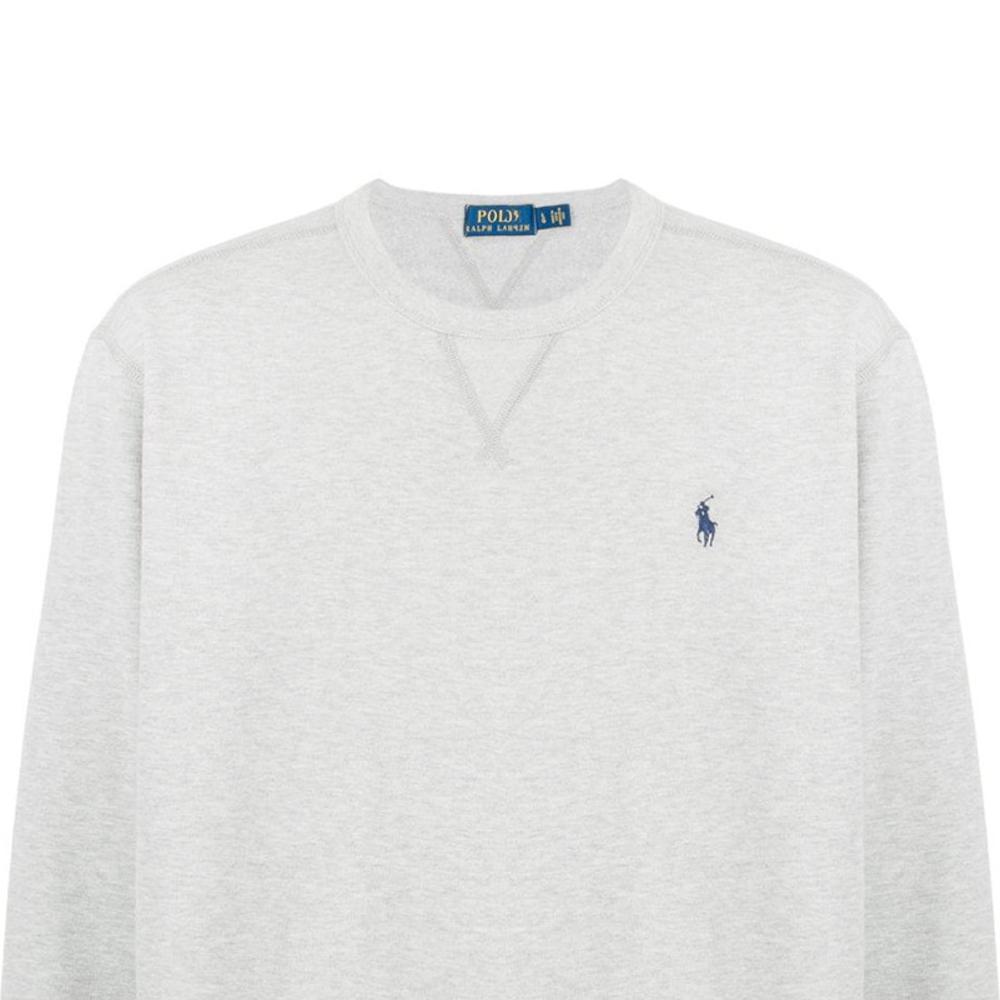 Polo Ralph Lauren FW24 Solid Logo Вышитый свитер с длинным рукавом Мужская толстовка Серый 710883334005