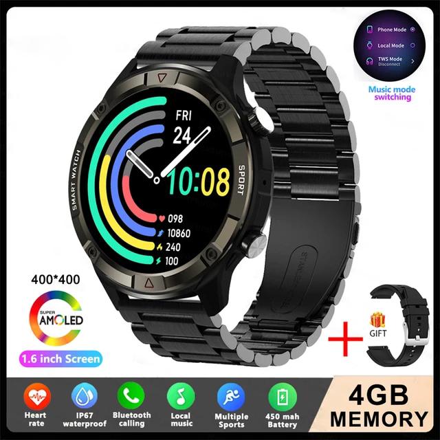 LUCKYSTART Smart Watch Men 2024 Новые спортивные часы с дисплеем 1,6 дюйма AMOLED, 4G ROM, голосовые вызовы, локальная музыка, водонепроницаемые мужские умные часы