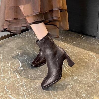 2025 Новые Повседневные и Удобные Женские Ботильоны Элегантная Обувь на Высоком Каблуке Зимние Туфли-Лодочки Дизайнерские Ботинки в Готическом Стиле на Массивном Каблуке