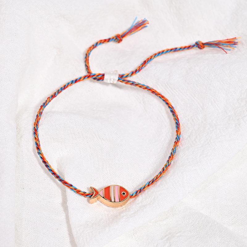 Lucky Colorful Fish Pendant Thread Rope Braided Charm Bracelet For Women Men Adjustable Jewelry Gift