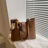 Simple Capacity Large Shoulder Bag With Solid Color Design And Decoration Scarf