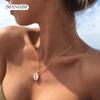 European and American Popular Jewelry Single-layer Beach Shell Necklace Personalized Fashion Collarbone Chain Simple Sweater Chain