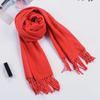 Women Winter Scarf Plaid Print Lightweight Soft Warm Scarf with Tassel Trim Cold Weather Imitation Cashmere Scarf