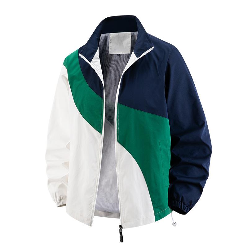 Men's Sun Protection Outdoor Stand Up Collar Contrasting Color Sun Protection Clothing Men's Cool and Breathable Sun Protection Clothing Jacket