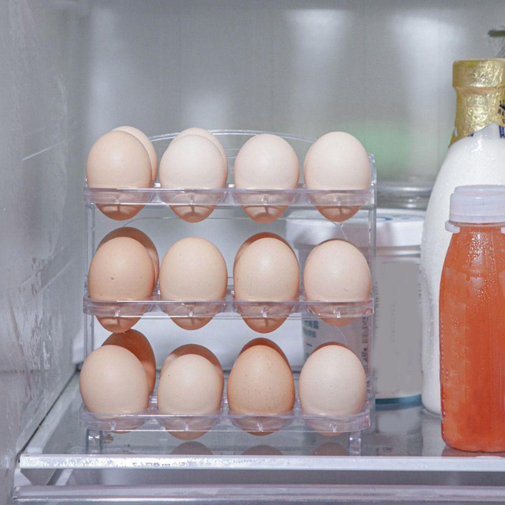 Plastic 3 Layer Foldable Egg Holder 24-Grid Large Capacity Reversible Flip Egg Containers Space Saving Stackable Egg Storage Box