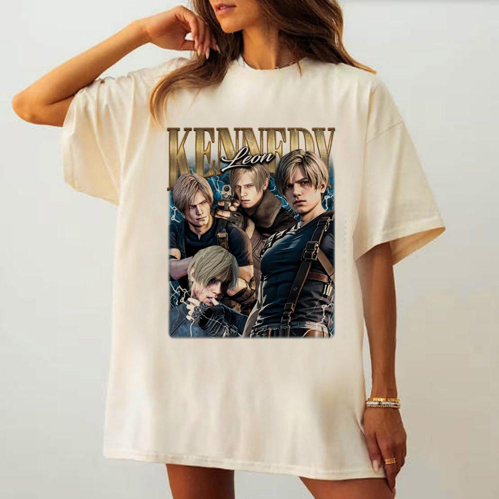 Leon Kennedy t shirt girl Digital Gothic Trendy aesthetic Comfortable anime t shirt kawaii Women hip hop Psychedelic