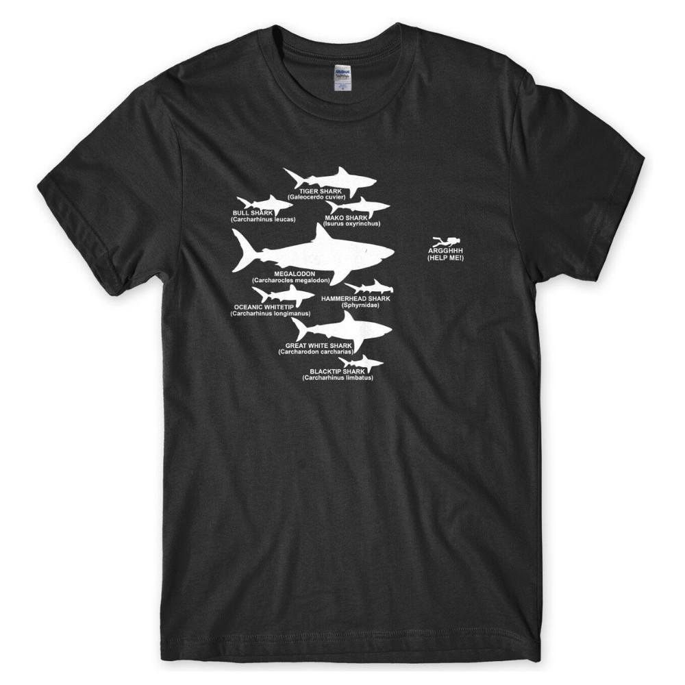 Shark Hierarchy Diver Diving Funny Mens Unisex T-Shirt