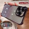 Gradient Glitter Airbag Lens Shockproof Case for iPhone 15 14 13 12 11 Pro Max 15 14 Plus Samsung S24 S23 S22 S21 Ultra Plus S23FE A15 A55 A14 A34 A54