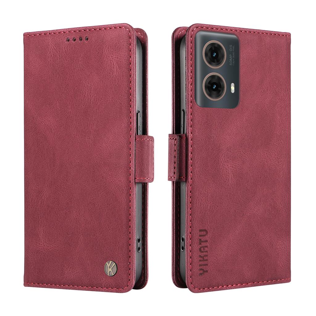 Чехол-кошелек из нубука из искусственной кожи с отделениями для карт и боковой пряжкой для телефона Motorola Moto G53, G14, G32, G54, G84, G34, G04, G24, G04s, E14, Edge 40, Edge 50 Fusion...