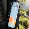 1PC Soft Orange Peony Floral Simple Art 750ml Color Plastic Sports Water Bottle Leakproof Flip Straw Lid Suitable for Sports Office Home Use