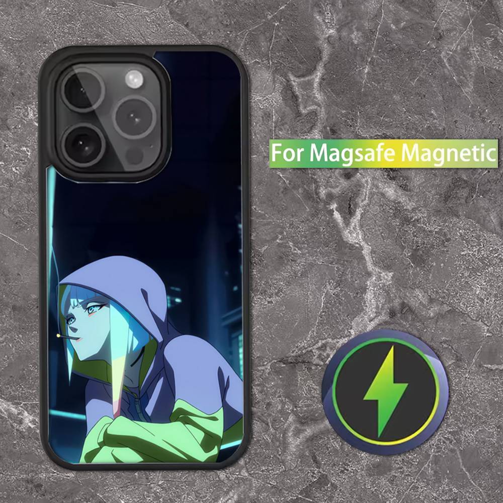Чехол для телефона E-Edgerunners Cyberpunks для iPhone 16,15,14,13,12,11,Pro,Max,Plus,Mini,SE Магнитная беспроводная зарядка MagSafe