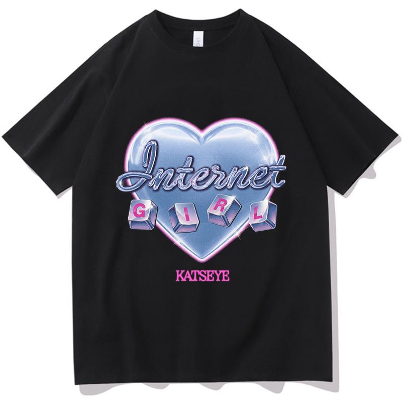 KATSEYE INTERNET GIRL Tour 2026 Tshirt Summer Short Sleeve Unisex Oneck Tshirts Cotton Unisex Streetwear Print Fashion Tops Tees