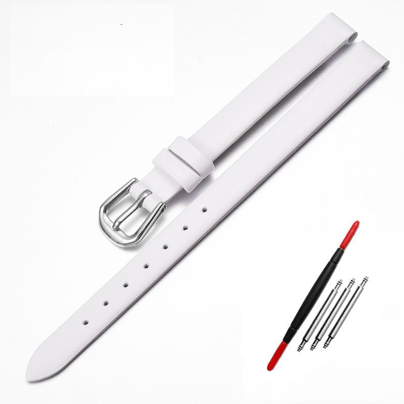 Браслет из натуральной кожи, женский модный ремешок для часов, наручные часы, мини-ремешок 6 мм, 8 мм, 10 мм, 12 мм, красный, белый цвет, маленький ремешок