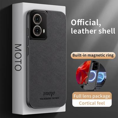 Кожаный чехол Magsafe для Motorola Moto G85 S50 Neo 5G Магнитный держатель для автомобиля Беспроводная зарядка Силиконовая жесткая крышка для телефона XT2427