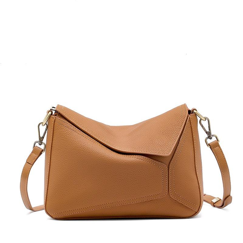 First layer cowhide bag women's new high-end retro commuter geometric bag genuine leather women's bag shoulder messenger bag