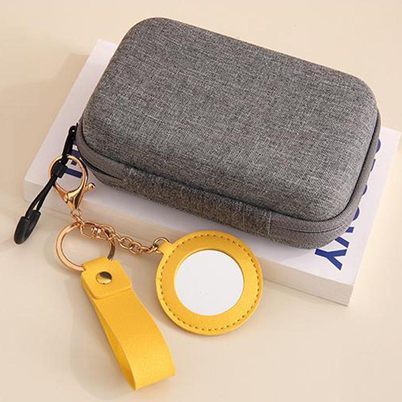 Творческий брелок из искусственной кожи с цветком в форме сердца, круглой формы, мини-сумка для макияжа, подвесное украшение для автомобиля, безделушка для женщин и девочек, подарок