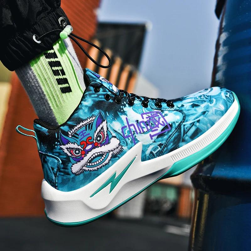 Модные детские баскетбольные кроссовки в китайском стиле, высококачественные полевые тренировочные кроссовки, сетчатые, легкие мужские баскетбольные кроссовки для детей
