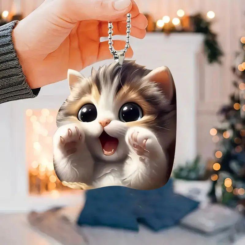 Очаровательное акриловое подвесное украшение в виде кошки для украшения салона автомобиля в мультяшном стиле