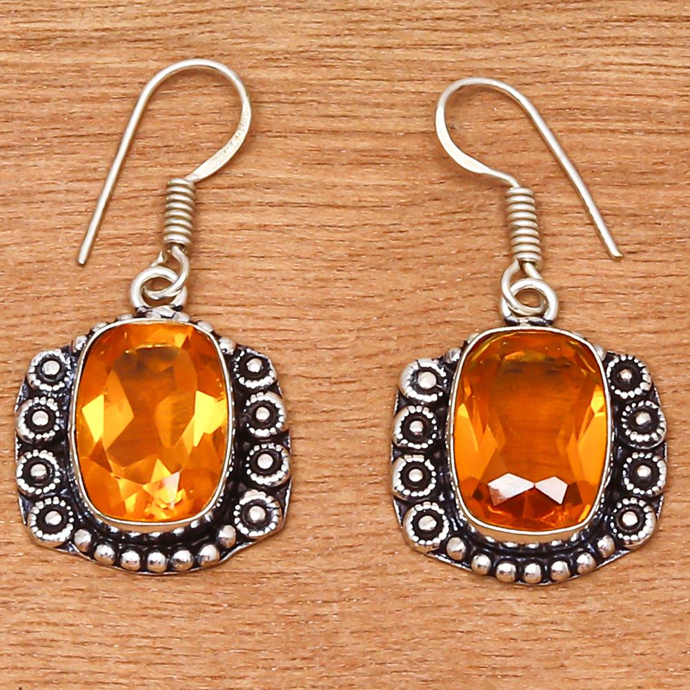 Браслет и серьги из драгоценного камня цитрин кварц 7-8''