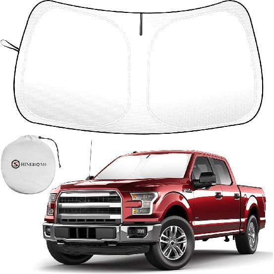Car Windshield Sun Shade Compatible with 2015-2020 Ford F150 Lariat, King Ranch, Platinum, XL XLT Limited Raptor Accessories Foldable Sunshade Custom