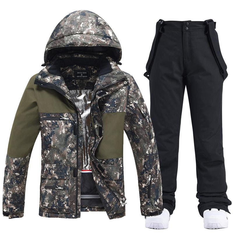 Горнолыжный костюм для женщин и мужчин, комплект из горнолыжной куртки и брюк с капюшоном, водонепроницаемый ветрозащитный зимний комбинезон, утепленное теплое зимнее пальто для катания на лыжах и сноуборде