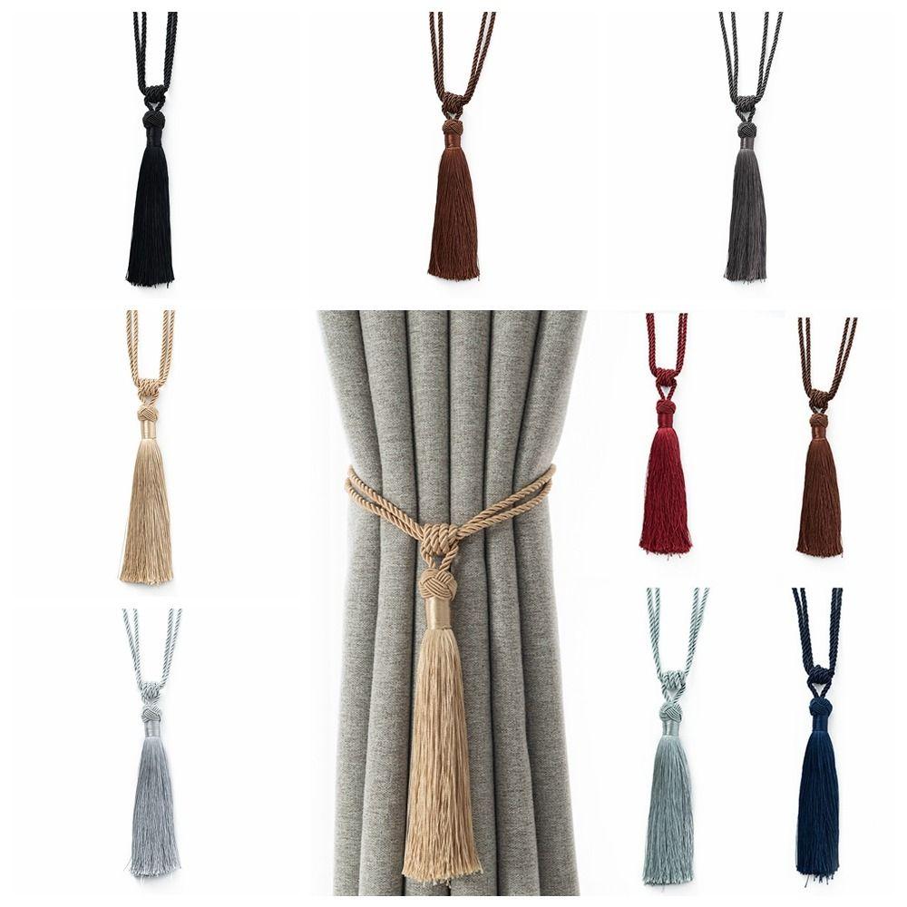 Elegant Braided Tassel Curtain Tiebacks Satin Rope Classic Curtain Hanging Ball Strap Handmade Simple Room Accessories