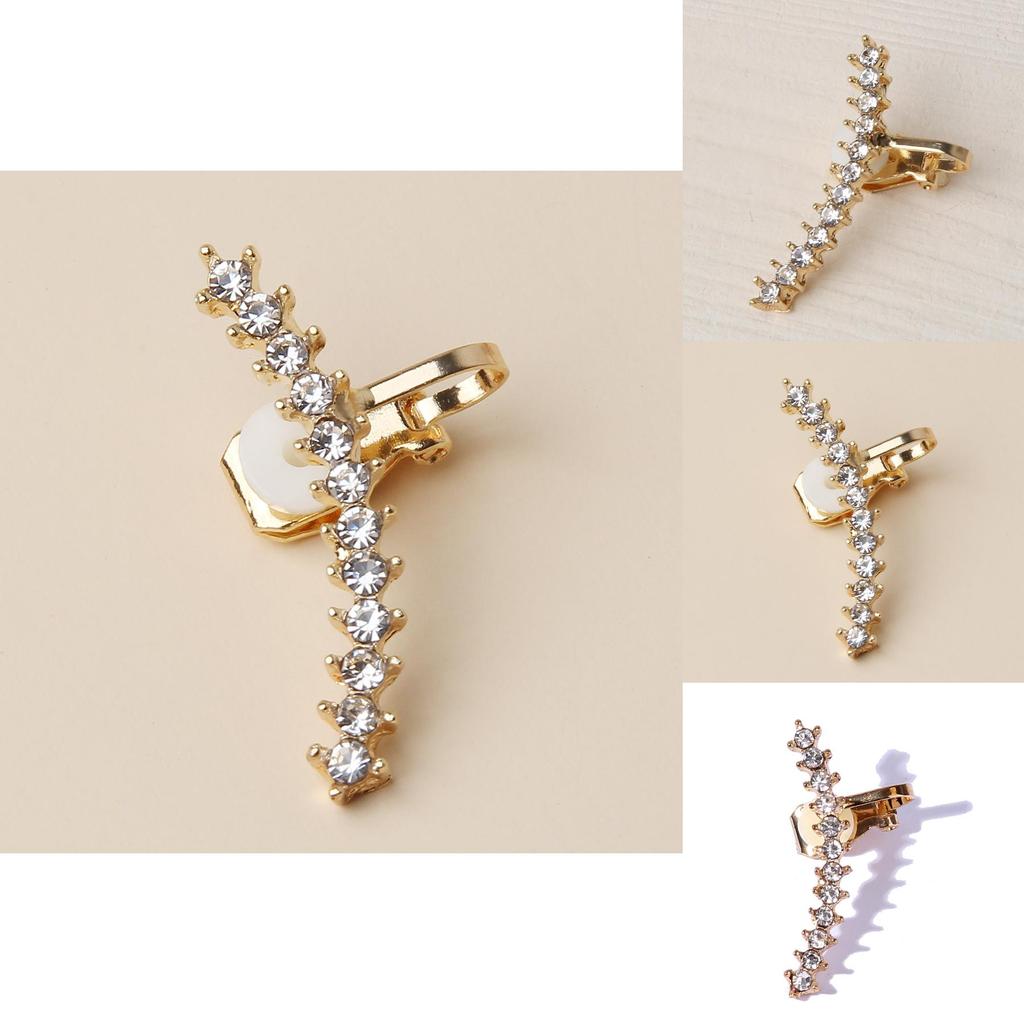 Elegant Alloy Ear Clips With Rhinestone Embellishments For Party And Festival Wear