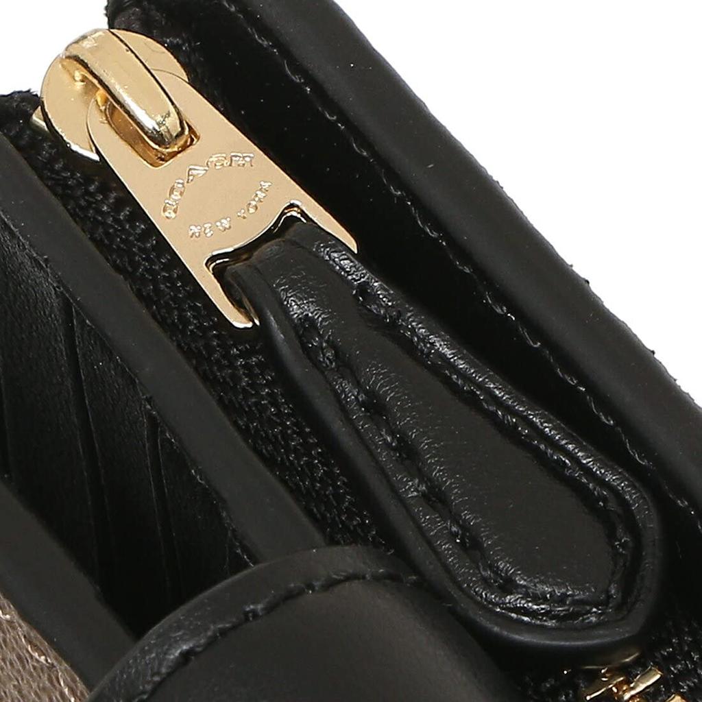 Кошелек складной кожаный кошелек Bifold Outlet MEDIUM CORNER ZIP WALLET 6390 C0082 C3454 COACH x [Coach] женский (Хаки черный) [Элемент]