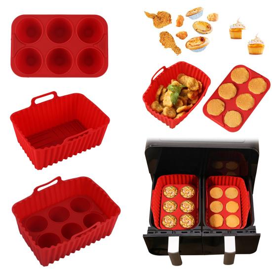 Подложки для фритюрницы Силиконовый противень для выпечки Прямоугольная антипригарная форма для кексов Желе Пудинг Можно мыть в посудомоечной машине Аксессуары для фритюрницы