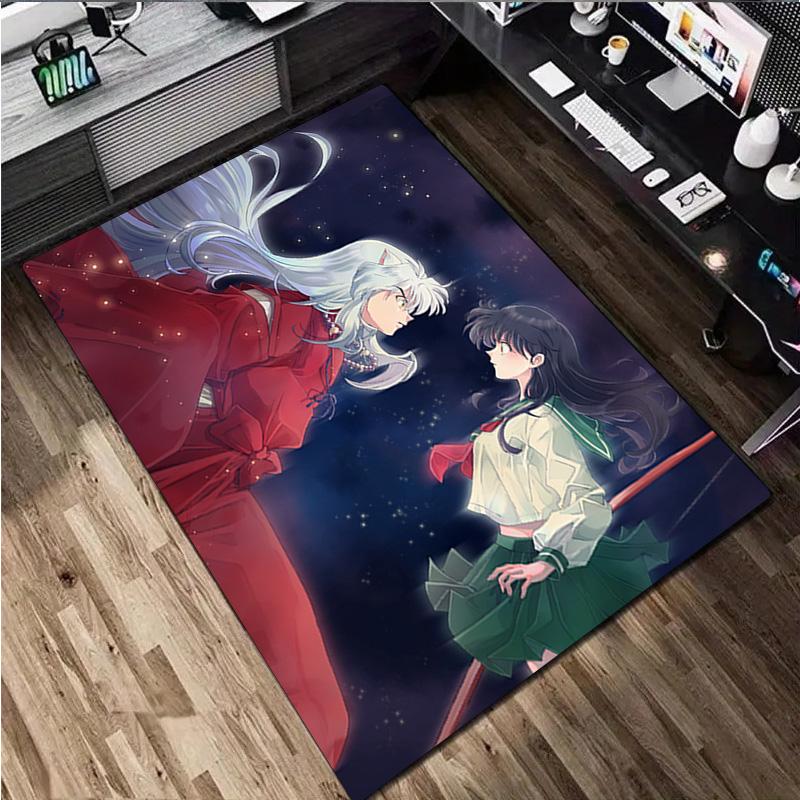 1Pc Inuyasha Print Rug - home decoration Carpet For Living Room Bedroom Flooring Computer Chair Area Rug