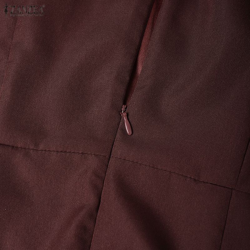 ZANZEA Женское элегантное повседневное платье-футляр с круглым вырезом и коротким рукавом