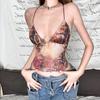 Summer Y2k Sexy Printing Lace-up Tops Women Retro Sweet Backless Slim Streetwear Tanks Goth Fashion Chic Bow Sleeveless Beach Camis